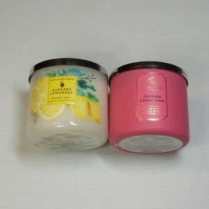 1 unburned 1 burned once White Barn pair of 3 wick candles